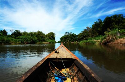 Blick aus dem Boot - Mekong - Laos